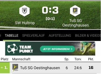 Read more about the article Die Erste gewinnt Derby gegen den SW Hultrop