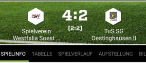 Die Zweite Mannschaft verliert gegen SV Westfalia Soest II