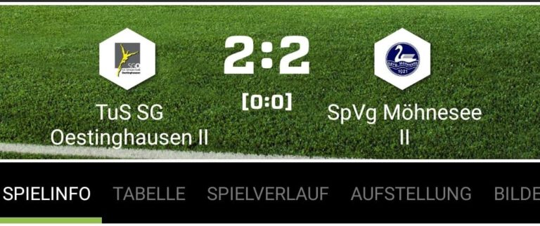 Zweite Mannschaft spielt Unentschieden gegen SpVg Möhnesee II